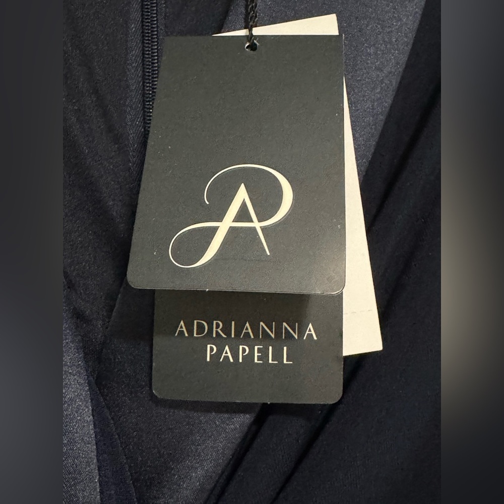Adrianna Papell Women’s Jersey Tuxedo Gown - Navy, Size 6 - Picture 9 of 13